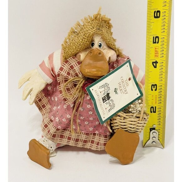 American Folk Art Duck Figurine Eliza Ducklittle Country Shelf Sitter 2176 Russ - Picture 2 of 6